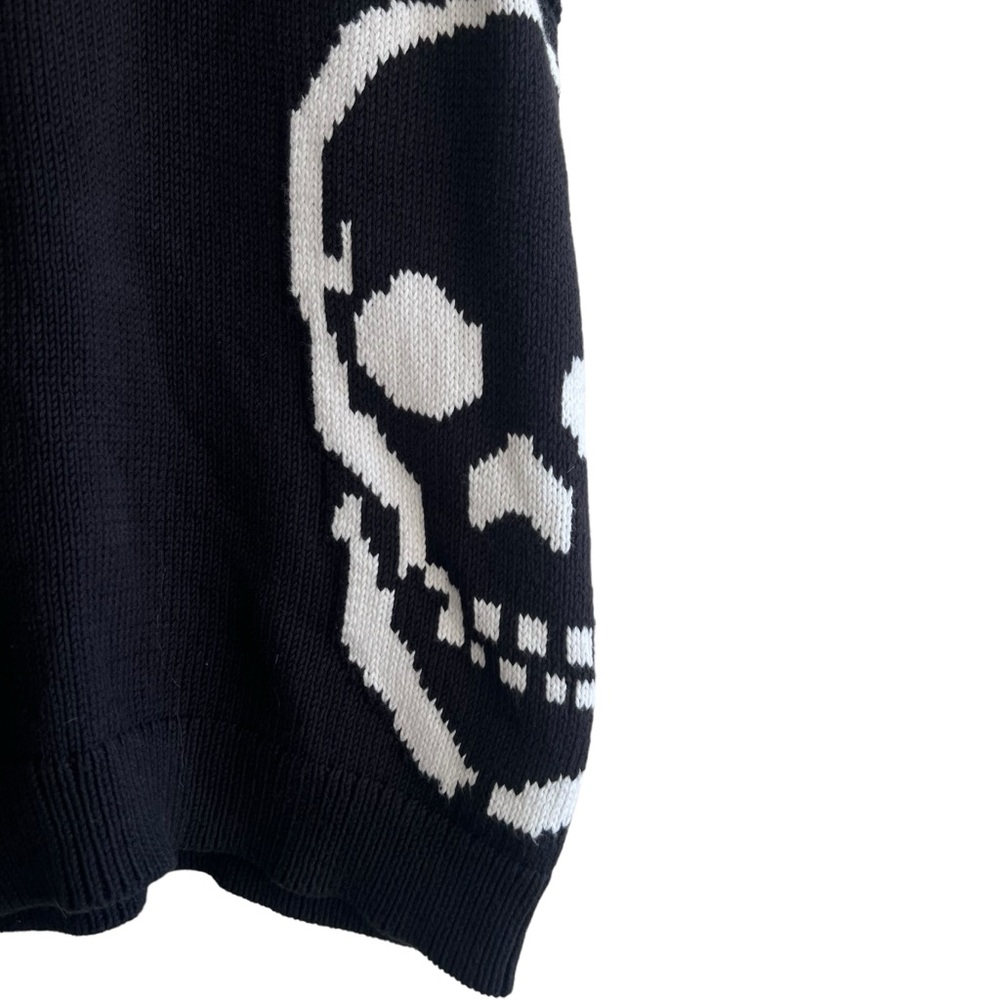 Late Y2K Skull Cashmere 100% Cotton Skull Print Black Knit Scoop Neck Tank - Picture 8 of 11